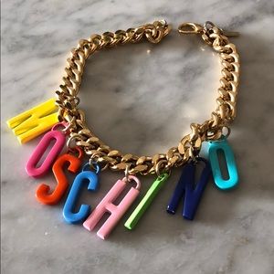 Multicolor Letter Charm Gold Chain Necklace